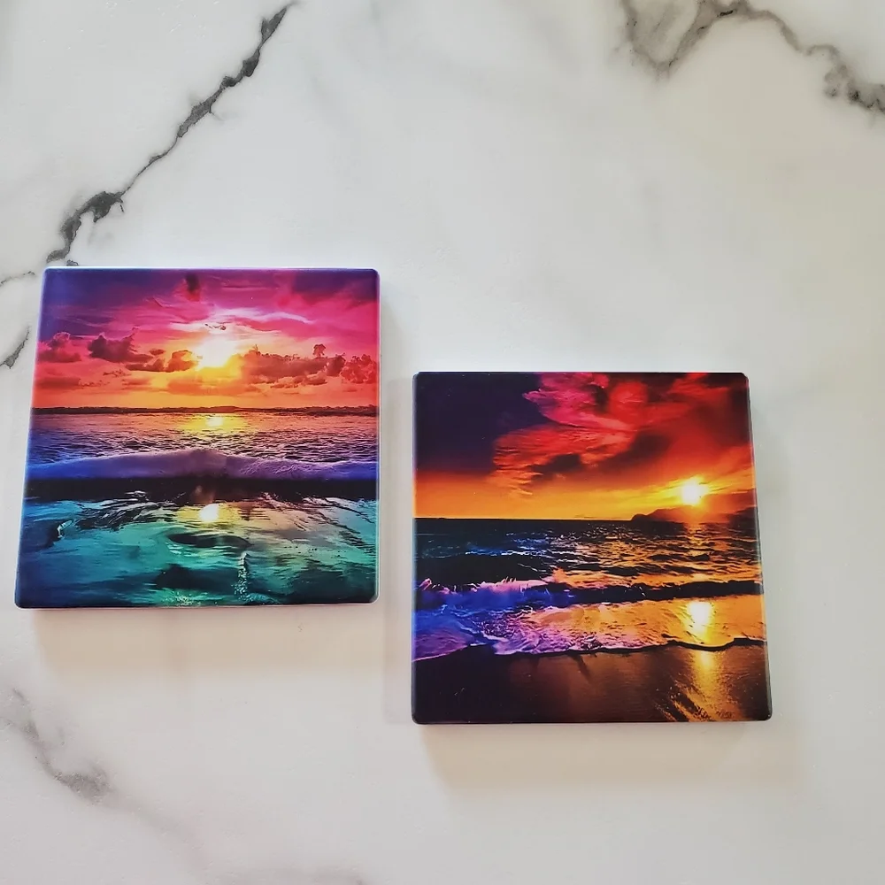 Ocean Sunsets 2 Pack Sandstone Coasters